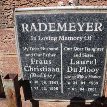 RADEMEYER Frans Christiaan 1941-1995 :: PLOOY Laurel, du 1969-2001