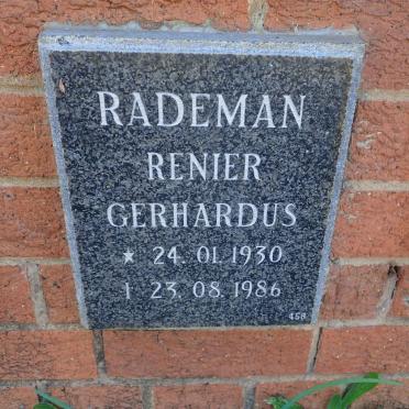 RADEMAN Renier Gerhardus 1930-1986