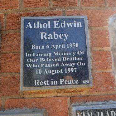 RABEY Athol Edwin 1950-1997