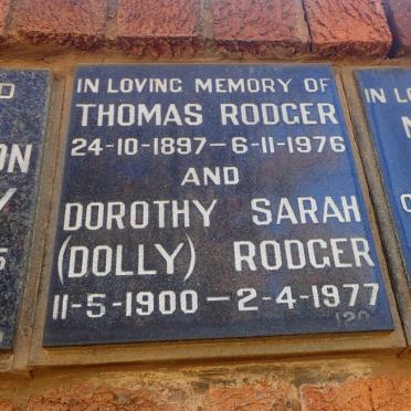 RODGER Thomas 1897-1976 &amp; Dorothy Sarah 1900-1977