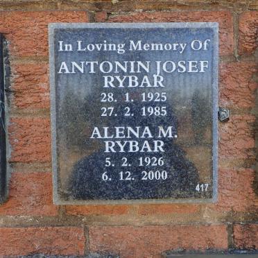 RYBAR Antonin Josef 1925-1985 &amp; Alena M. 1926-2000