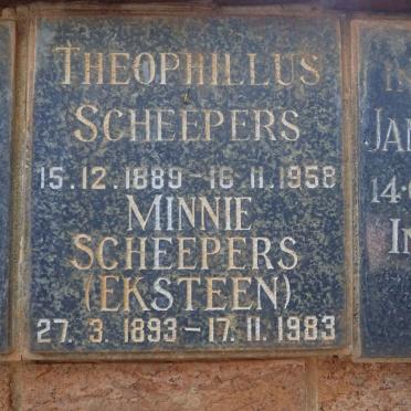 SCHEEPERS Theophillus 1889-1958 &amp; Minnie EKSTEEN 1893-1983