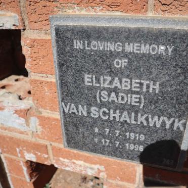 SCHALKWYK Elizabeth, van 1919-1996