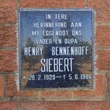 SIEBERT Henry Bennenhoff 1929-1986