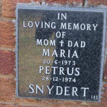 SNYDERT Petrus -1974 &amp; Maria -1973