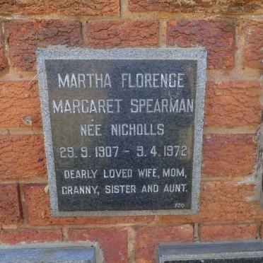 SPEARMAN Martha Florence Margaret nee NICHOLLS 1907-1972