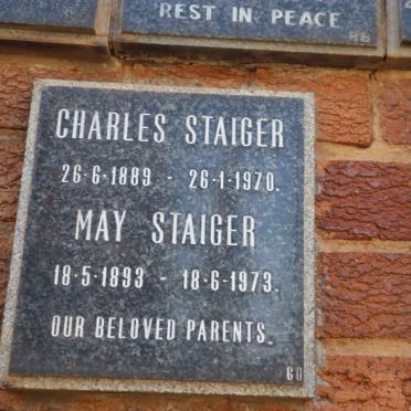 STAIGER Charles 1889-1970 &amp; May 1893-1973
