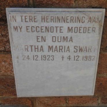 SWART Martha Maria 1923-1982