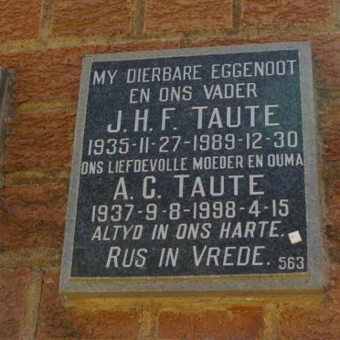 TAUTE J.H.F. 1935-1989 &amp; A.C. 1937-1998