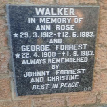 WALKER George Forrest 1908-1983 &amp; Ann Rose 1912-1983