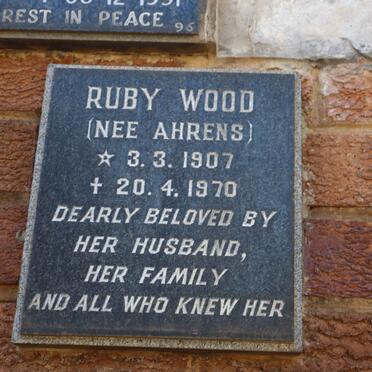 WOOD Ruby nee AHRENS 1907-1970