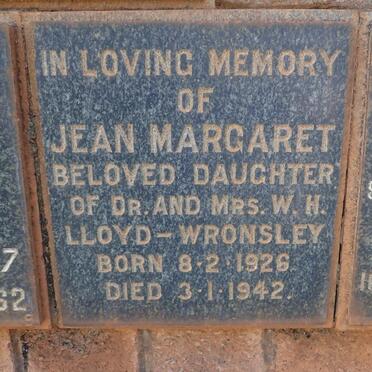 WRONSLEY Jean Margaret, LLOYD 1926-1942