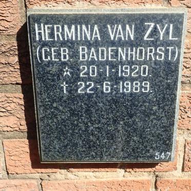 ZYL Hermina, van nee BADENHORST 1920-1989