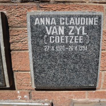 ZYL Anna Claudine, van nee COETZEE 1920-1994
