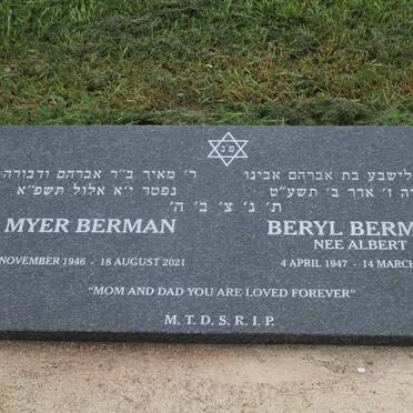BERMAN Myer 1946-2021 & Beryl ALBERT 1947-2019