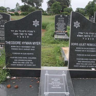 MYER Theodore Hyman 1922-2016 & Doris Juliet Rebecca 1931-2020