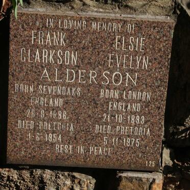 ALDERSON Frank Clarkson 1886-1954 & Elsie Evelyn 1893-1975