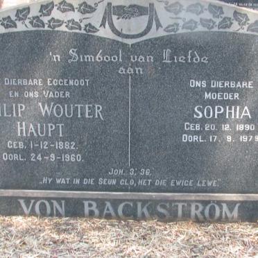 BACKSTROM Philip Wouter Haupt, von 1882-1960 &amp; Sophia 1890-1979
