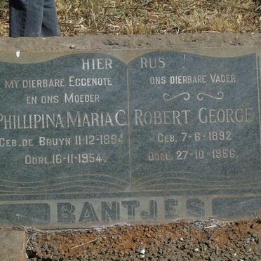 BANTJES Robert George 1892-1956 & Phillipina Maria C. DE BRUYN 1894-1954