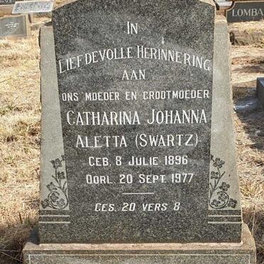 BARNARD Catharina Johanna Aletta nee SWARTZ 1896-1977