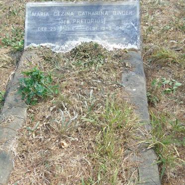 BINDER Maria Gezina Catharina nee PRETORIUS 1916-1945