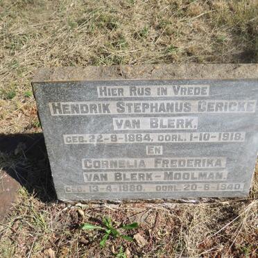 BLERK Hendrik Stephanus Gericke, van 1864-1918 & Cornelia Frederika MOOLMAN 1880-1940