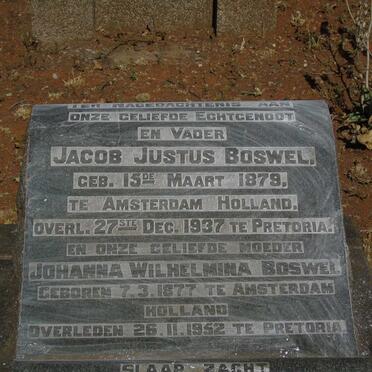BOSWEL Jacob Justus 1879-1937 & Johanna Wilhelmina 1877-1952