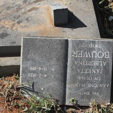 BOUWER Janetta Albertina nee SWIEGERS 1926-1986