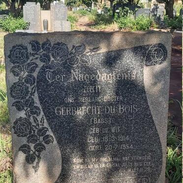 BOIS Gerbrecht, du nee DE WIT 1914-1954