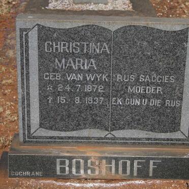BOSHOFF Christina Maria nee VAN WYK 1872-1937