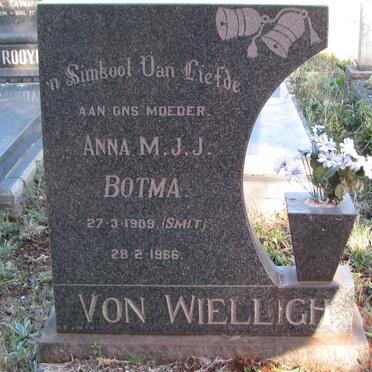 BOTMA Anna M.J.J. voorheen VON WIELLIGH nee SMIT 1909-1966