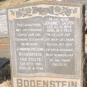 BODENSTEIN Johannes Casper 1884-1963 &amp; Johanne Helena STOLTZ 1883-1944