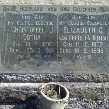 BOTHA Christoffel J. 1898-1954 & Elizabeth C. VAN HEERDEN 1902-1999