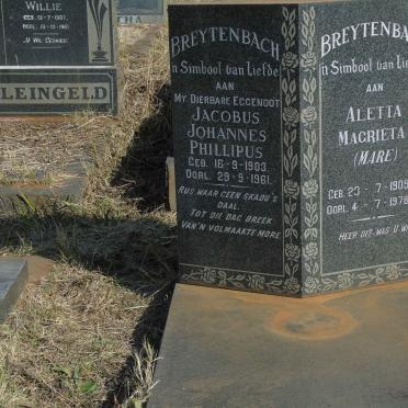 BREYTENBACH Jacobus Phillipus 1903-1961 &amp; Aletta Magrieta 1909-1978