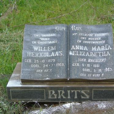 BRITS Willem Herkulaas 1879-1969 &amp; Anna Maria Elizabetha BRESLER 1881-1963