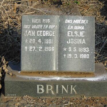 BRINK Jan George 1901-1966 & Elsje Josina 1893-1980