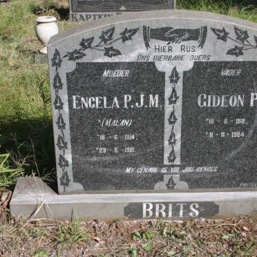 BRITS Gideon P. 1912-1984 &amp; Engela P.J.M. MALAN 1914-1981