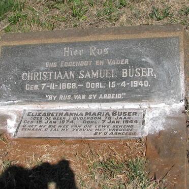 BUSER Christiaan Samuel 1868-1940 &amp; Elizabeth Anna Maria DE BEER 1874-1944
