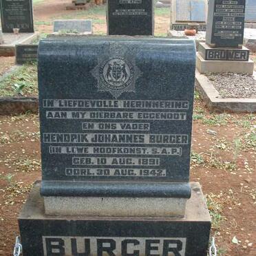 BURGER Hendrik Johannes 1891-1942