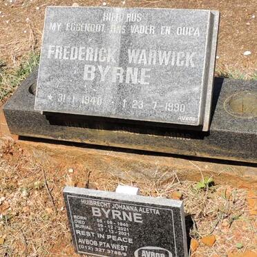 BYRNE Frederick Warwick 1940-1990 & Huibrecht Johanna Aletta 1940-2021