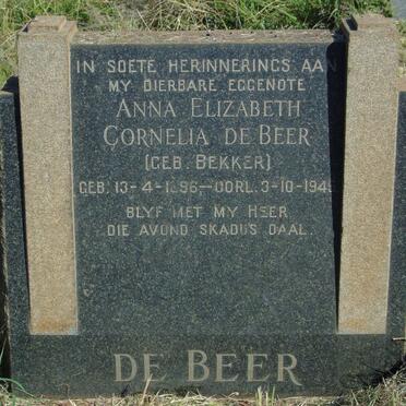 BEER Anna Elizabeth Cornelia, de nee BEKKER 1896-1945