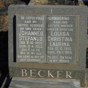 BECKER Johannes Stefanus 1905-1953 & Louisa Christina Laurina 1910-1996