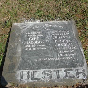 BESTER Gert Jacobus 1884-1970 &amp; Johanna Helena Josiena JOUBERT 1891-1962