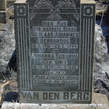 BERG Nicolaas Johannes Bernardus, van den 1881-1944 & Johanna Susanna SMIT 1872-1956