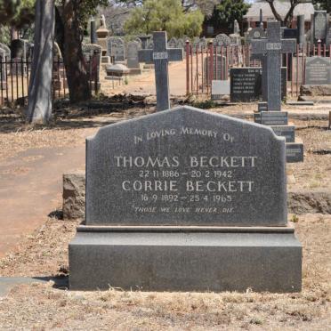 BECKETT Thomas 1886-1942 &amp; Corrie 1892-1965