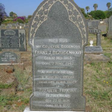 BEZUIDENHOUT Frans J. 1865-1942 &amp; Elizabeth Fransina 1876-1970