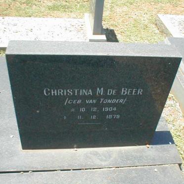 BEER Christina M., de geb. VAN TONDER 1904-1979