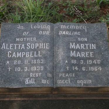 CAMPBELL Aletta Sophie 1883-1939 :: MAREE Martin 1946-1964