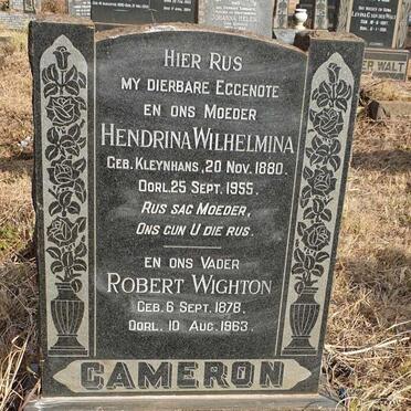 CAMERON Robert Wighton 1878-1963 & Hendrina Wilhelmina KLEYNHANS 1880-1955