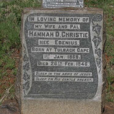 CHRISTIE Hannah D. nee EDENIUS 1868-1946